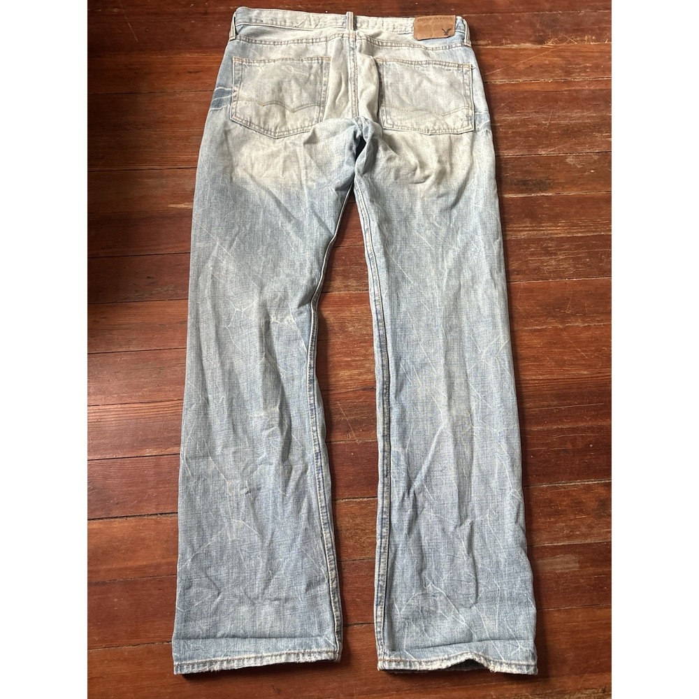American Eagle Jeans Mens 32x34 Y2K Light Wash Relaxed Baggy Distressed - Picture 6 of 8